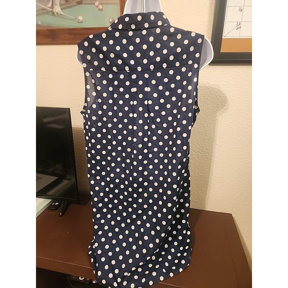 J.Crew Classic! Royal Blue Polka Dot Tank Top - Women's Size M - Preppy Stylev - Picture 4 of 5